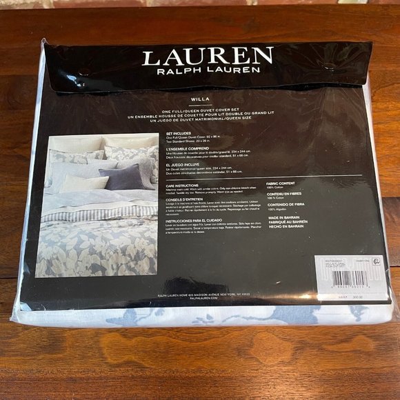 Ralph Lauren 3-Piece FULL QUEEN Duvet Cover Set WILLA Floral Chambray Cream - Picture 8 of 11